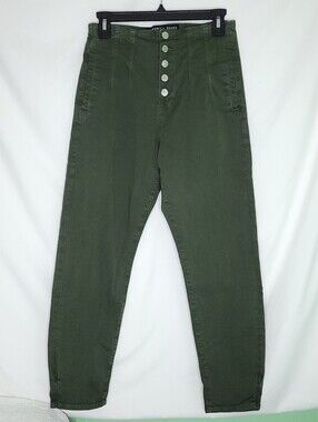VERONICA BEARD Nita Peg Leg High Rise Button Fly Pants In Army Green Size 26/2